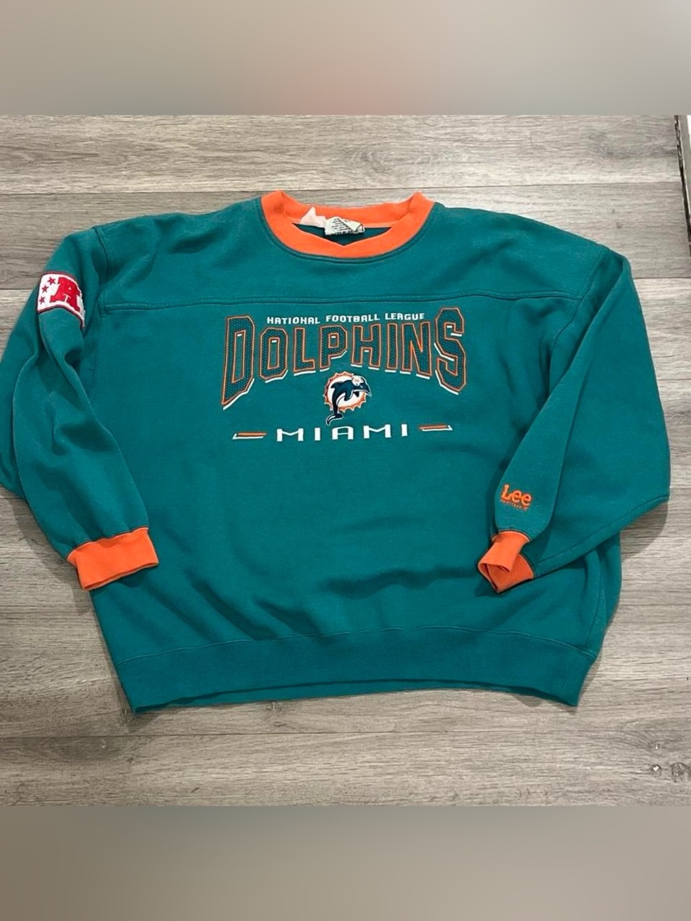 VINTAGE 90s NFL MIAMI DOLPHINS LEE SPORT x NUTMEG CREWNECK SWEATSHIRT XL